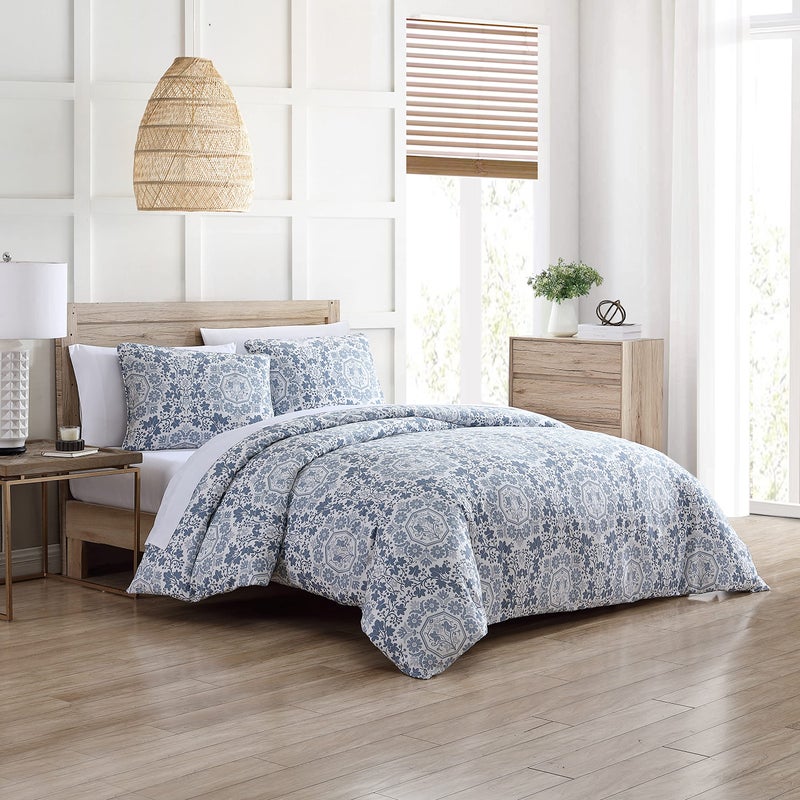 Stone Cottage - Queen Duvet Cover Set, Cotton Sateen Bedding with Matching Shams, Ideal Bedding Set (Caldecott Blue, Queen) - Image 2